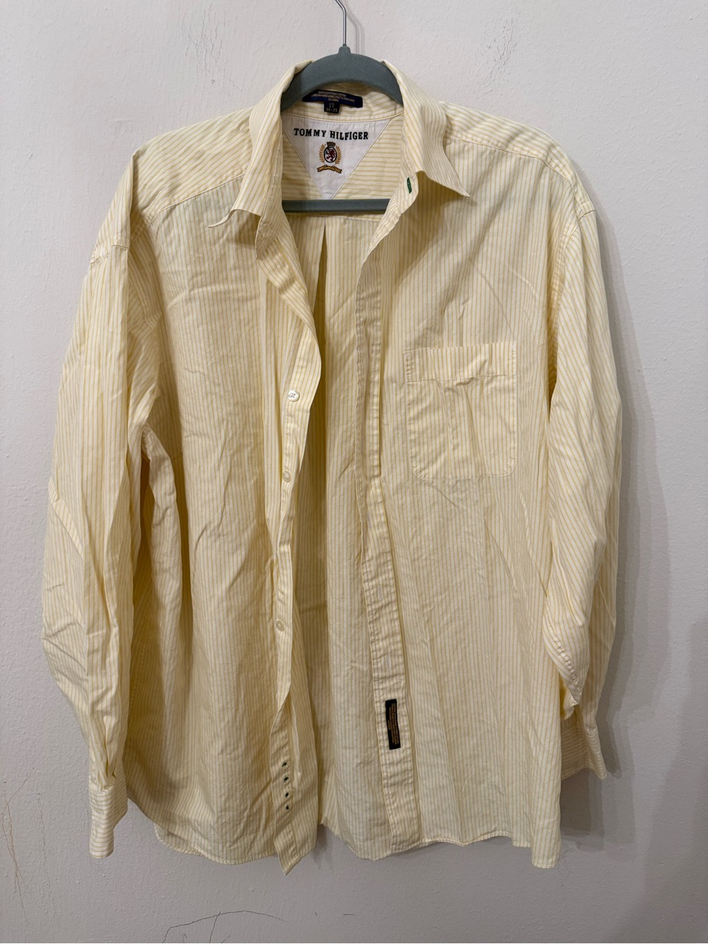 Tommy Hilfiger Pale Yellow Striped Dress Shirt
